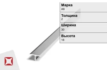 Алюминиевый профиль белый А6 2х30х18 мм ГОСТ 8617-81 в Уральске