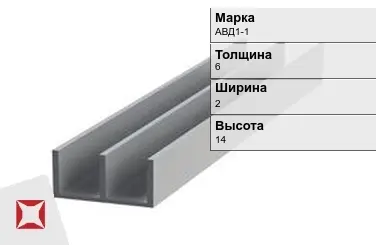 Алюминиевый профиль черный АВД1-1 6х2х14 мм ГОСТ 8617-81 в Уральске