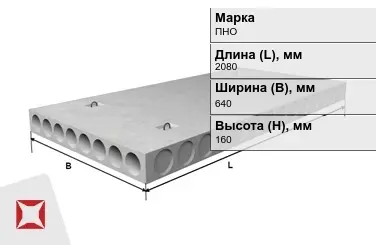 Облегчённые плиты перекрытия ПНО 21-6,4-8 2080x640x160 мм в Уральске