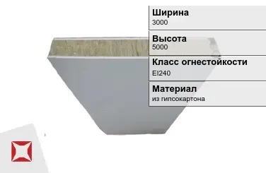 Противопожарная перегородка EI240 3000х5000 мм Кнауф ГОСТ 30247.0-94 в Уральске