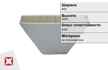 Противопожарная перегородка EI90 800х3000 мм Кнауф ГОСТ 30247.0-94 в Уральске