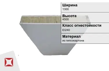 Противопожарная перегородка из гипсокартона 1300х4500 мм Кнауф ГОСТ 30247.0-94 в Уральске